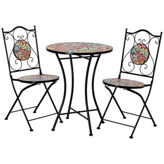 Wanderlust Deco Conjunto mesa y 2 sillas de forja y mosaico