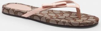 Coach Bow Flip Flop In Signature Jacquard