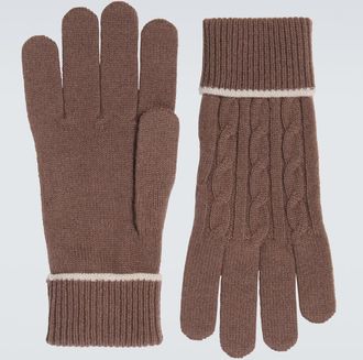 Eleventy Guanti in cashmere a trecce