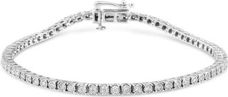 House of Brilliance 14K White Gold 1.0 Cttw Miracle Set Round-Cut Lab Grown Diamond Illusion Tennis Bracelet (F-G Color, VS2-SI1 Clarity) Size 7