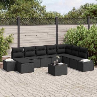 vidaXL Vidaxl - Conjunto De Sof&aacute; De Jard&iacute;n 9 Pcs 319 X 209 X 85 Cm Polirat&aacute;n