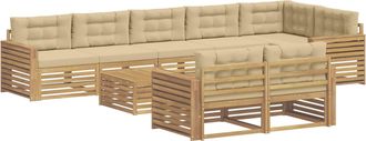 vidaXL Conjunto De Sof&aacute;s De Exterior 9 Uds. Y Beige Poli&eacute;ster Vidaxl