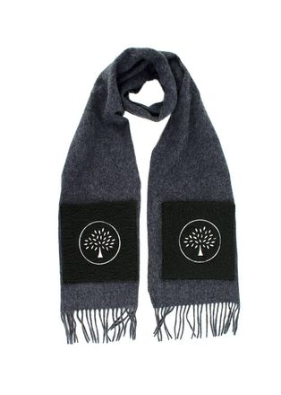 Mulberry Grey Tassel Scarf with Army Green Fleece Pocket Detail
