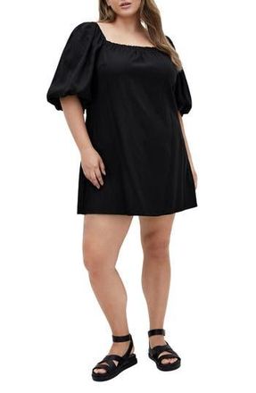 City Chic Chrissy Balloon Sleeve Minidress in Black at Nordstrom Rack, Size 14W