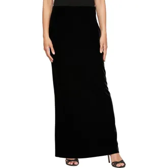 Alex Evenings Velvet Long Skirt in Black at Nordstrom, Size X-Large