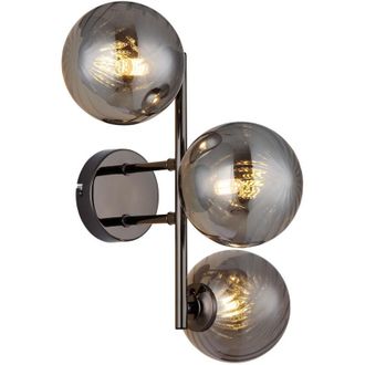 Globo Lighting Apliques De Pared Con Forma De Globo, Esferas De Metal Bronce, Pantalla De Cristal Ahumado, 3 L&aacute;mparas G9