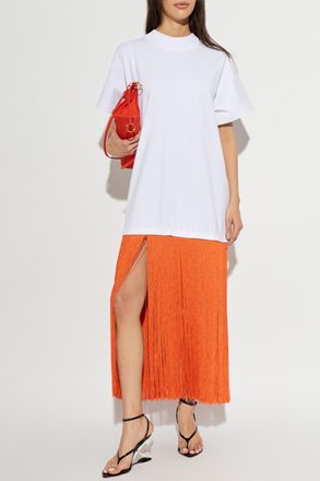 Alaia Dress With Fringes, Womens, White