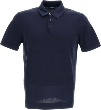 Drumohr Blue Cotton Short-Sleeved Polo Shirt