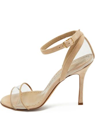 Manolo Blahnik Su&egrave;de pvc sandalen - Wit