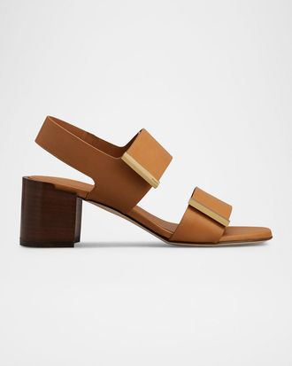 Tod's T55 Leather Double-Strap Sandals