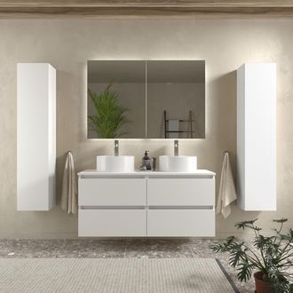 Cygnus Bath Salgar - Mueble De Ba&ntilde;o Bequia 120 Cm Blanco Mate Con Lavabo Sobre Encimera