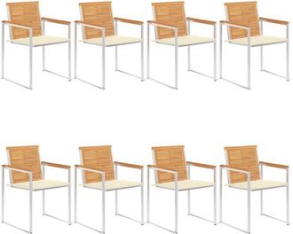 vidaXL Vidaxl - Sillas De Jard&iacute;n Y Cojines 8 Unidades Madera Maciza De Acacia