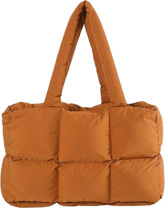 Generic Trendy Womens Padded Quilted Shoulder Bag - Large Capacity Soft Cloud Tote for Commuting(Brown)