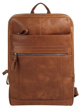 Sansibar Laptoprucksack SANSIBAR, Gr. B/H/T: 29cm x 37cm x 7cm, onesize, braun (cognac), Leder, Rindsleder, Rucks&auml;cke Laptoprucksack, echt Leder
