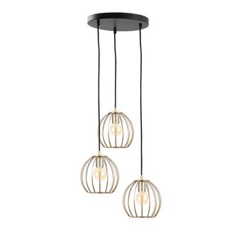 Netlighting Globe Cluster Pendant Ceiling Light Black Gold 30cm 3x E27