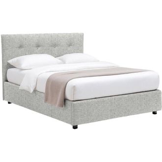 Dmora Letto Matrimoniale Oxford, Sfoderabile, Contenitore Made in Italy, Grigio Chiaro