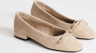 Topshop Dottie - Ballerine in vero camoscio color talpa con tacco largo-Neutro