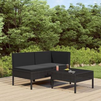 vidaXL 3 Pcs Garden Lounge Set Con Coj&iacute;n De Empuje De Terciopelo
