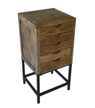 Home Heavenly Mesa auxiliar de dise&ntilde;o r&uacute;stica de patas negras y estructura de madera