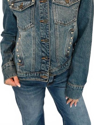 Hidden Jeans Denim Trucker Jacket In Med-Dark Wash