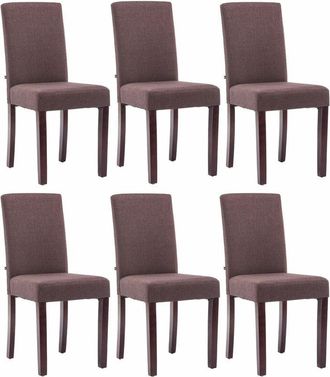 Clp Juego de 6 sillas de comedor Ina de tela Marrón Cappuccino
