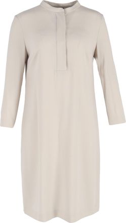 Escada Mandarin Collared Knee-Length Dress in Beige Triacetate