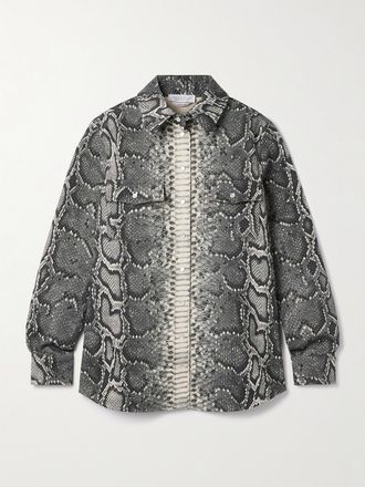 Gabriela Hearst Camicia In Denim Riciclato Con Stampa Serpente John Austin - Grigio