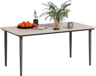 OUTSUNNY Garden Table with Rust Resistant Metal Frame, Light Grey - Outsunny