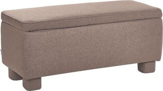 Beliani Storage Bench Taupe Fabric Easy-to-Clean Upholstery Wooden Legs Lift Up Top Hallway Modern ITHACA