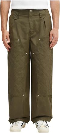 Kenzo Weave Double Knee Pant - Heren - Wijde Broeken - Groen - W42 - Katoen - Broeken