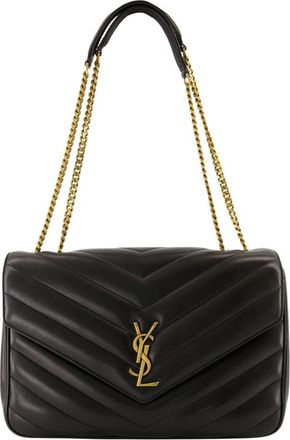 Saint Laurent Loulou Large Bag - Dames - Schoudertassen - Zwart - ONE Size - Leer - Tassen