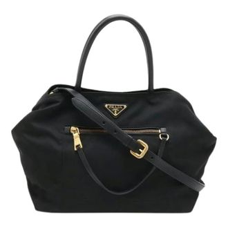 Prada Pre-owned Handbags, female, Black, Size: ONE SIZE Pre-owned Vintage Nylon Shoulder Tote