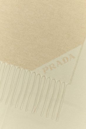 Prada Womens Sand Silk Blend Scarf Platino+bianco Sciarpe E Foulard Scarfs