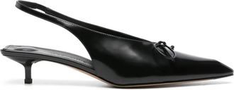 Jacquemus Schoenen, Dames, Zwart, 37 EU, Leer, Lakleren Slingback Pumps met Strikdetail
