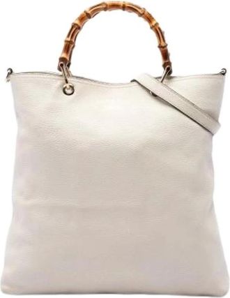 Gucci Pre-owned Bamboo Satchel - Dames - Vintage Shopper - Beige - ONE Size - Leer - Vintage