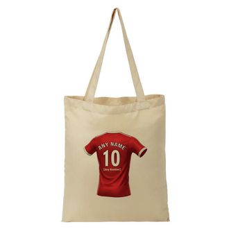 Unigift Personalised Gift - Teesside Fan Tote Shopping Bag (Red Football Jersey Design) Custom Name - Ayresome TS3 Club
