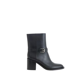 Burberry Womens Leather Buckle Boots Midcalf Style - Black - Size 39.5 EU/IT
