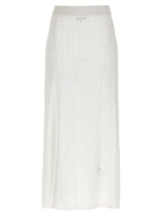 Ganni glanzende pointelle brei -rok