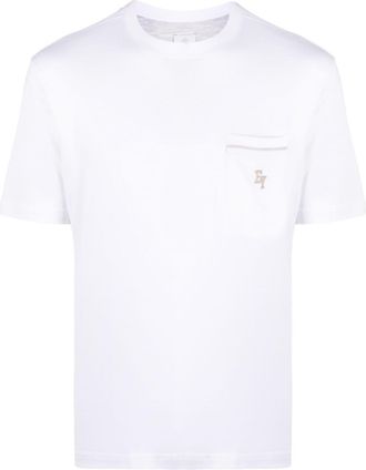 Eleventy logo-embroidered cotton T-shirt - men - Cotton - L - White