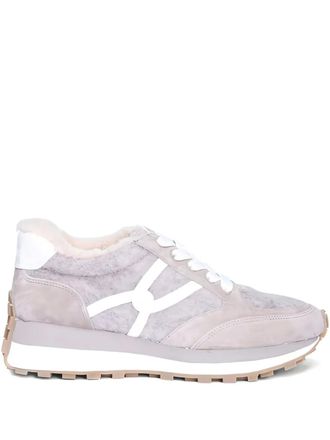 Veronica Beard Valentina shearling sneakers - women - Calf Suede/Lamb Shearling/Lamb Shearling/Rubber - 10 - Grey