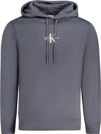 Calvin Klein Blauwe Katoenen Trui - Heren - Hoodies - Blauw - 2XL - Katoen - Hoodies & sweatvesten