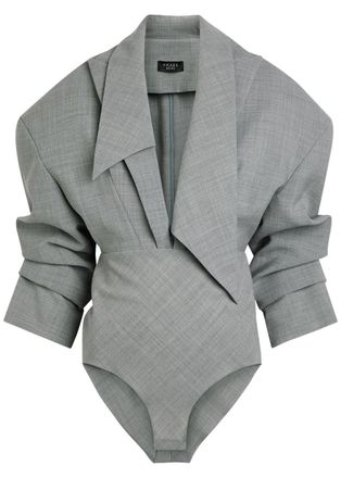 A.W.A.K.E Mode Blazer-effect Woven Bodysuit - Grey - 38 (UK10 / S)