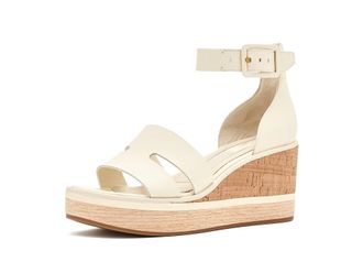 Franco Sarto L-Madaya Strappy Sandals Womens Wedge Shoes Marshmallow White Leather : 8.5 M