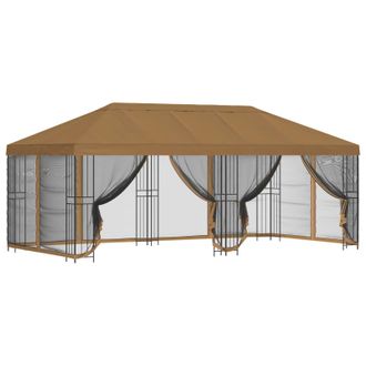 vidaXL Gazebo Con Paredes Laterales 6 X 3 M Beige Poli&eacute;ster Y Acero Vidaxl