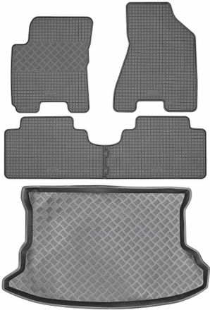 OEM Juego De Alfombrillas De Goma Para Coche Y Alfombrilla Para Maletero Para Kia Sportage Ii Suv (2004-2010)