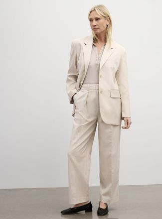 Contemporaine Womens Wool-blend piqu&eacute; pant Fit: Barrel leg, high rise