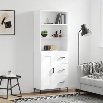 vidaXL Vidaxl - Aparador Alto Madera Contrachapada Blanco 69,5x34x180 Cm