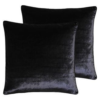 Riva Paoletti Luxe Velvet Cushions (Twin Pack) - Black - Size 55 cm x 55 cm