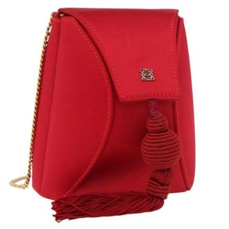 Loewe Pre-owned Satin Shoulder Bag - Dames - Pre-owned - Rood - Maat: ONE Size Satijn