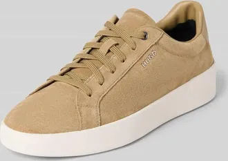 HUGO BOSS Low Top Sneaker aus reinem Veloursleder Modell LYDE_TENN in Beige, Gr&ouml;&szlig;e 41